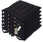Homescapes 6er Set Stuhlkissen 40x40 cm schwarz &ndash; Sitzkissen Outdoor/Indoor...
