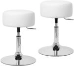 ML-Design Schminkhocker 2er Set Wei&szlig; aus Stahl verchromt, Sitzhocker rund...