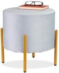 Relaxdays Hocker Samt, 4 Metallbeine, gepolsterter Sitzhocker, H x D: 39 x 37 cm,