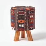 Homescapes Kilim Stoff Sitzhocker Fu&szlig;hocker Schemel 32 x 32 x 42 cm mit...