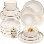 S&Auml;NGER Key West | Steingut Geschirr Set 24 tlg, Teller Set 6 Personen, 6x