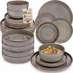 S&Auml;NGER Kairo Graphit | Tafelservice 24 tlg, Steingut Geschirr Set 6 Personen,...