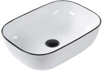 Aufsatzwaschbecken Keramik wei&szlig; oval 46 x 33 cm mit schwarzem Rand modern Xert