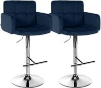 CLP Barhocker 2er Set mit Lehne Los Angeles, Barstuhl gepolstert Samt,...