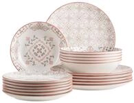M&Auml;SER Serie Granada, Teller Set 18-teilig f&uuml;r 6 Personen, Porzellan, Gelb-Gr&uuml;n