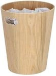 Relaxdays Papierkorb Holz, runder M&uuml;lleimer mit Griff, 7,5 L, ohne Deckel, HxD 28 x