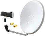 ARLI 60cm HD Sat Anlage Single LNB 1 Teilnehmer lichtgrau UHD 4K + 2X F-Stecker