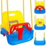 KRUZZEL Kinderschaukel 3 in 1 zum Aufh&auml;ngen R&uuml;ckenlehne Anschnallgurt Indoor