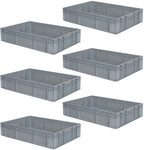 BRB 6 Eurobeh&auml;lter mit 2 Griffleisten, LxBxH 600x400x125 mm, 23 Liter, gelocht, grau