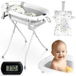 Ricokids Baby Badewanne Babywanne mit Gestell Thermometer und Badekissen - Faltbar