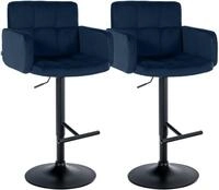 CLP Barhocker 2er Set mit Lehne Los Angeles, Barstuhl gepolstert Samt, Tresenstuhl
