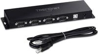 TRENDnet, TU-S4, 4-Port USB zu Seriell RS232 Hub, Schwarz