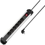 sygonix SY-6807132 &Uuml;berspannungsschutz-Steckdosenleiste 6fach Schwarz, Silber