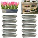 Hossi's Wholesale 10er Set Zink Paletten Blumenk&auml;sten - Einsatz 38cm gro&szlig; Silber -