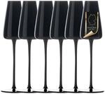 INTIRILIFE 6x Champagner Glas mit modernen Design in Schwarz- 220 ml F&uuml;llmenge -