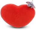 Kissen Love Elefant herzf&ouml;rmig 42x27cm mit Kuscheltier Elefant 12cm rot -