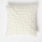 Homescapes Dekokissen Creme aus Baumwolle, Kissen 45x45 cm geometrisch Gemustert,
