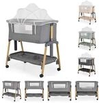 Cangaroo Babybett, Beistellbett Adoro, verstellbar, Matratze, Moskitonetz,...