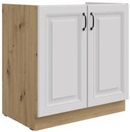 Sp&uuml;lenschrank 80 cm Stilo Weiss + Eiche Artisan K&uuml;chenzeile K&uuml;chenblock...