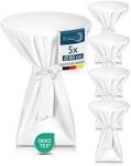 Beautissu 5X Premium Stehtischhussen 80 cm Blickdicht Wei&szlig; &ndash; Tischhussen f&uuml;r