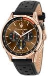 Maserati Herrenuhr, Chronograph, Analog, 42 mm, SORPASSO Kollektion, Naturleder...