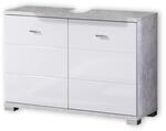 Stella Trading Badezimmer Waschbeckenunterschrank in Beton Optik, Wei&szlig; -...