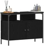 vidaXL Waschbeckenschrank mit T&uuml;r Schwarz Eichen-Optik 80 x 30 x 60 cm, Moderne