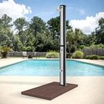 ML-Design Solardusche 35L 217cm eckig Silber-Schwarz mit Bodenplatte Braun,...