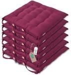 Homescapes 6er Set Stuhlkissen 40x40 cm weinrot &ndash; Sitzkissen Outdoor/Indoor...