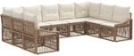 vidaXL Gartensofa-Set 9 pcs Beige Poly-Rattan, Moderner, wetterfester, modularer