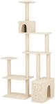 vidaXL Katzennbaum mit Sisal-Kratzs&auml;ulen Creme 177,5 cm, moderner Katzenbaum,