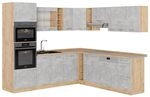 Vicco Eckk&uuml;che R-Line, Beton/Goldkraft Eiche, 247 x 237 cm, AP Eiche, zum