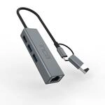 inca IUTP-03TX USB/USB C LAN Adapter & 3X USB 3.0 mit Gigabit Ethernet, RJ45...
