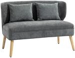 HOMCOM Sofa 2 Sitzer kleine Couch mit Fl&uuml;gelr&uuml;cken, 2 Wurfkissen, 117 cm Dick