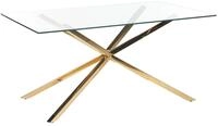 Esstisch Glas transparent rechteckig 160 x 90 cm Metallgestell gold Maramo