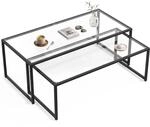 HOMCOM Couchtisch 2er-Set Stapelbar Beistelltisch, Rechteckig Kaffeetisch mit