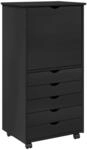vidaXL Rollschrank 53 x 39 x 103 cm Massivholz Kiefer Schwarz