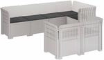 vidaXL 7-Sitzer Gartensofa mit Kissen Rattan-Look PP Wei&szlig;, Moderner...