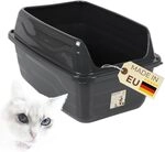 Katzenklo mit hohem Rand Schwarz Katzentoilette XXL Katzenklo offen hoher Rand