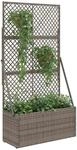 vidaXL Gartenpflanzer mit Gitter Grau 70 x 30 x 135 cm Poly-Rattan