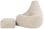 Icon Dalton XXL Sitzsack Cord und Hocker mit F&uuml;llung, Beige