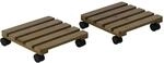 Outsunny Pflanzenroller Bremsen 2er-Set Tannenholz 30 x 30 cm Dunkelbraun