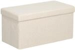 HOMCOM Sitzbank mit Stauraum mit Samtoptik 76 x 38 x 38 cm Cremewei&szlig;