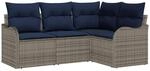 vidaXL Gartensofa-Set Grau Poly-Rattan