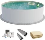 Fresh-Pool Profi Stahlwandpool Set rund, 350x120 cm, Stahl 0,6 mm wei&szlig;, Folie...