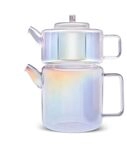 KARACA Teekannen Set Flat Luster 2er Set 1100ml und 1800ml, Hitzebest&auml;ndige