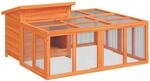vidaXL Kaninchenstall Braun 144x123x67,5 cm Massivholz Kiefer