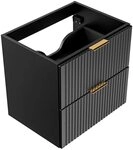 Lomadox Badezimmerm&ouml;bel Waschtisch-Unterschrank 60cm matt schwarz mit...