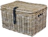 Basil DAX L Rattan Fahrradkorb - 30L - Mit Deckel - Robust - Grau Natur