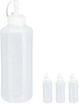 Relaxdays Quetschflasche, 4er Set, 1000 ml, f&uuml;r Saucen, Spritzflasche zum Bef&uuml;llen,